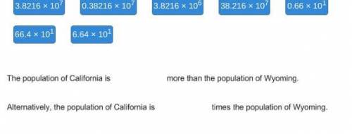 According to the Census Bureau, in 2014 California had an estimated population of 3.88 × 107 and Wy