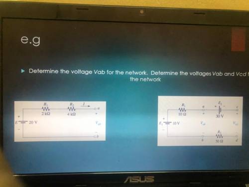 Determine the voltage Vab for the first circuit and also determine the voltages Vab and Vcd for the