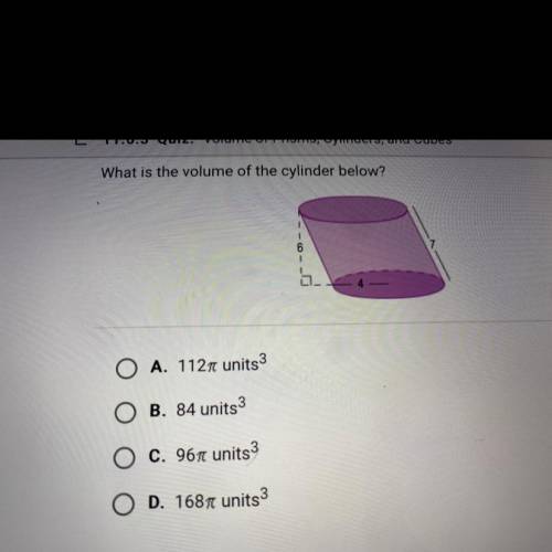 What is the volume of the cylinder below?