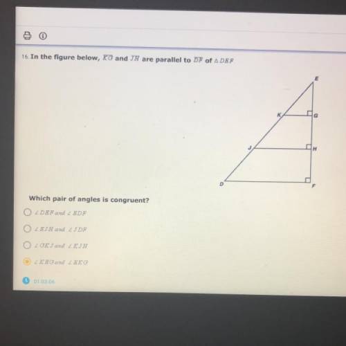 Which pair of angles is congruent?