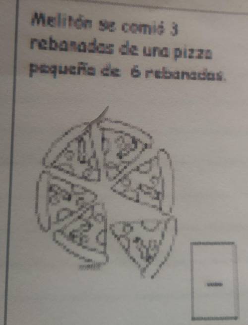 Melitón se comió 3 rebanadas de una pizza pequeña de seis rebanadas Cómo se representa una fracción