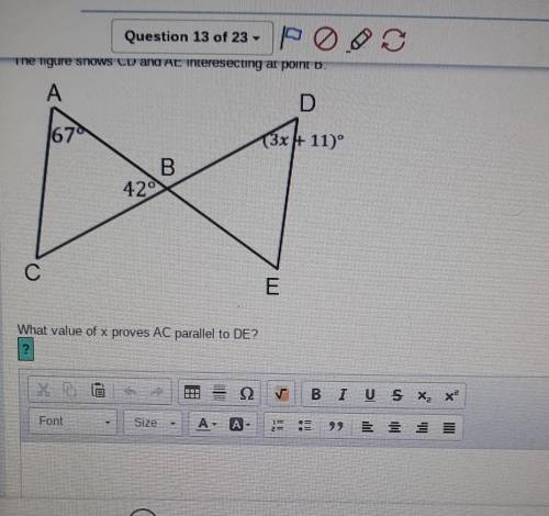 What value of x proves AC parallel to DE​