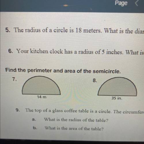 Find both the area and the perimeter of the semi circle