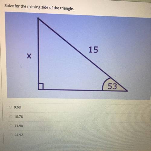 Solve for the missing side of the triangle