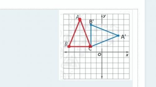 Triangle ABC is rotated and its image is A'B'C' after rotation. Identify the center, the angle and
