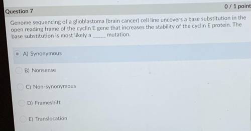 I'm stuck on this multiple choice problem about a base substitution mutation that increases the sta
