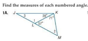 Find the measures of each numbered angle