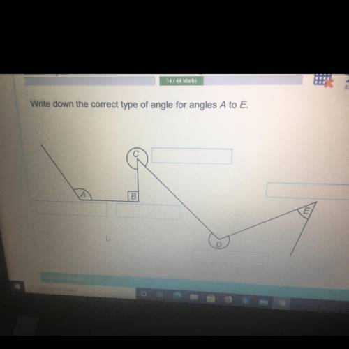 Please help!
Write down the correct type of angle for angles A to E.