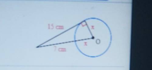 What is the value of x in the circle on the right?

The value of x is what cm.(Round to the neares