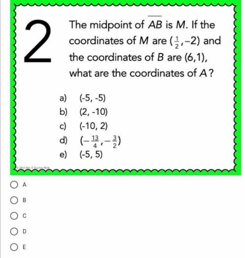PLEASE HELP MIDPOINT AND DISTANCE MULTIPLE CHOICE