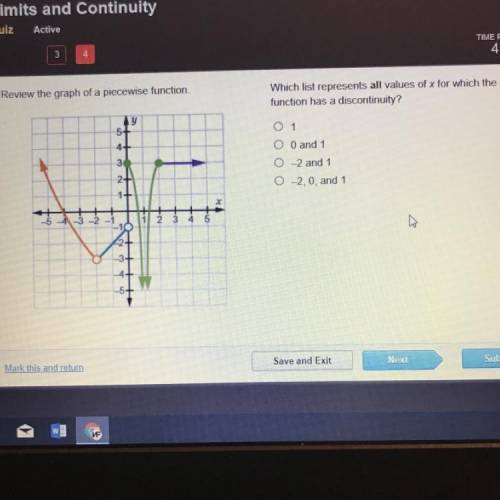 PLEASE HELP TIMED

Review the graph of a piecewise function.
Which list represents all values of x