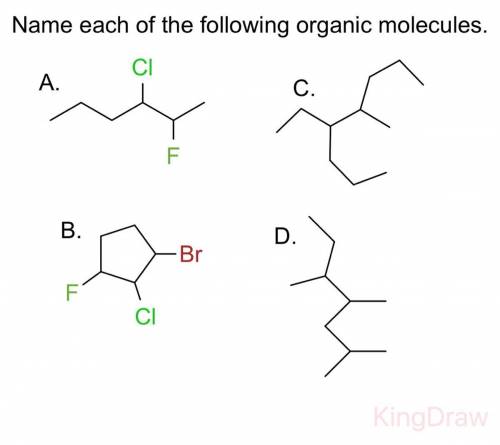 Name each of the following organic molecules. ￼