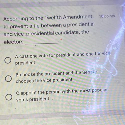 According to the Twelfth Amendment,

to prevent a tle between a presidential
and vice-presidential
