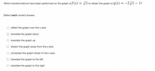 Which transformations have been performed on the graph of f(x)=x√3 to obtain the graph of g(x)=−2x√