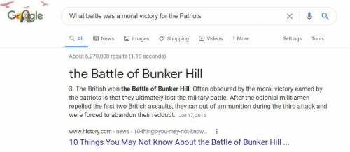 What battle was a moral victory for the Patriots?

A.Battle of Lexington
B.Battle of Bunker Hill
C.