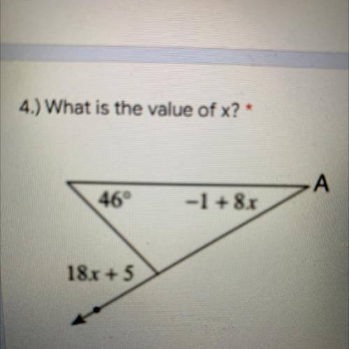 What is the value of x? I need this question quickly.