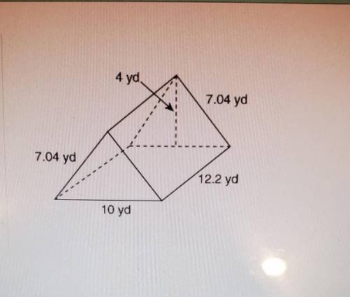 Find the approximate lateral surface area of the figure shown. Select one:

O 288yd²O 328yd²O 840y