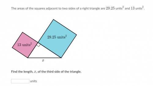 Find the length of x, oof the third side of the triangle