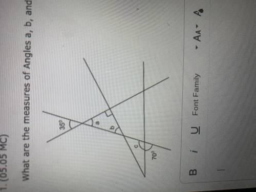 What are the measures of angles ABC 35° 70°