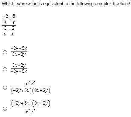 TIMED! HELP PLEASE! 20 points!

Which expression is equivalent to the following complex fraction?