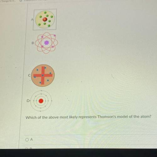 Which of the above most likely represents Thomson's model of the atom?