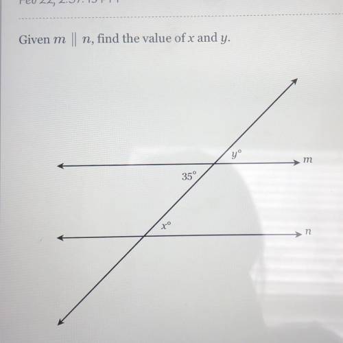 Given m || n, find the value of x and y.
