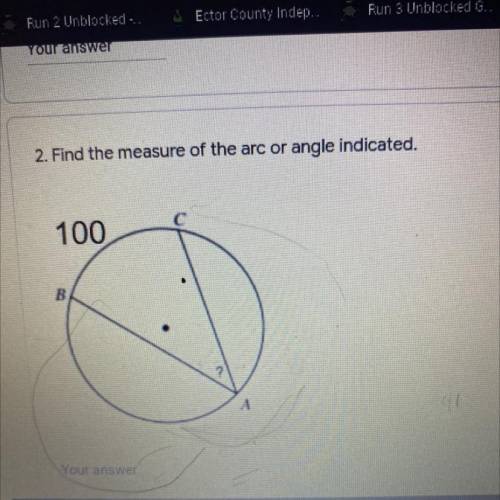 Find the measure of the arc or angle indicates