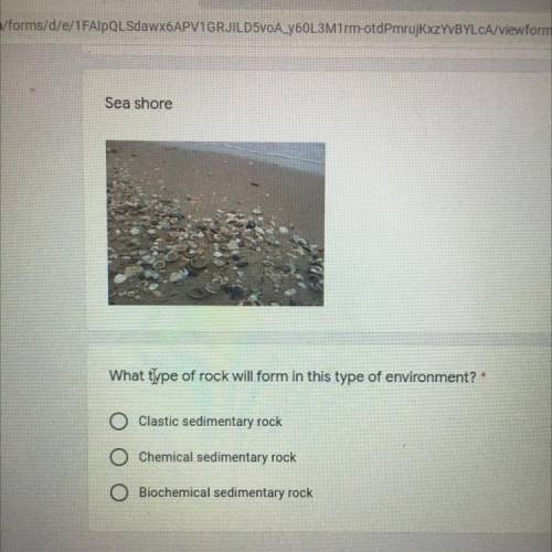 Can someone help me answer this question what type of rock will form in this type of environment. P