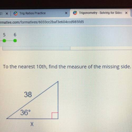 To the nearest 10th, find the measure of the missing side.