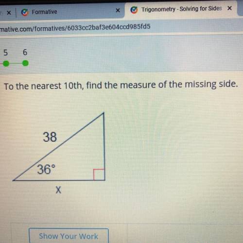 To the nearest 10th, find the measure of the missing side.