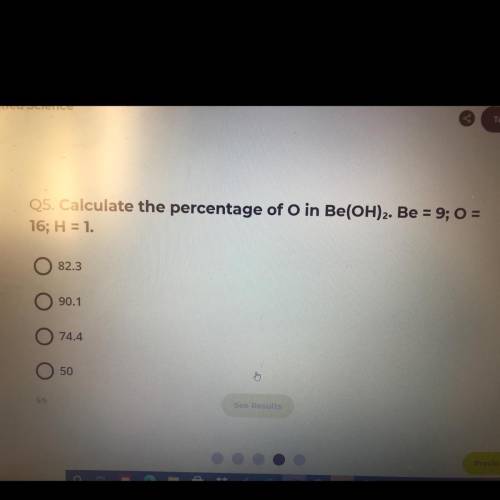 Calculate the percentage of O in Be(OH)₂. Be = 9; O = 16; H = 1