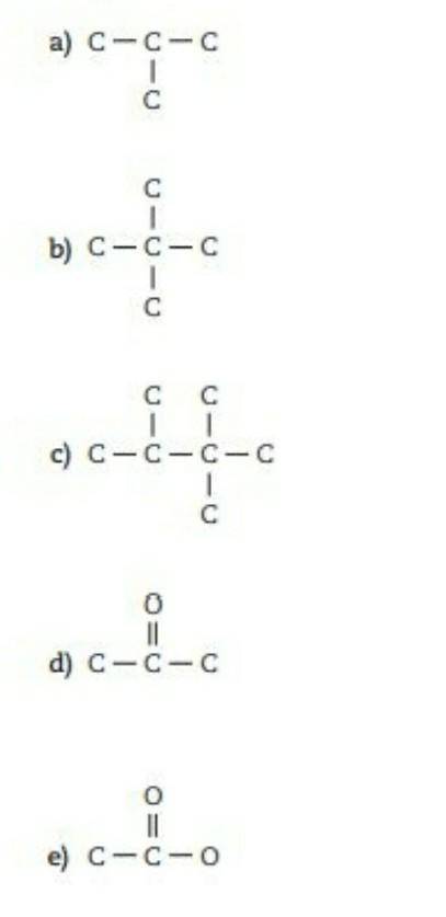 Represente novamente as seguintes estruturas, completando com o número adequado de hidrogênio

​