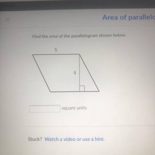Find the area of the parallelogram shown below.