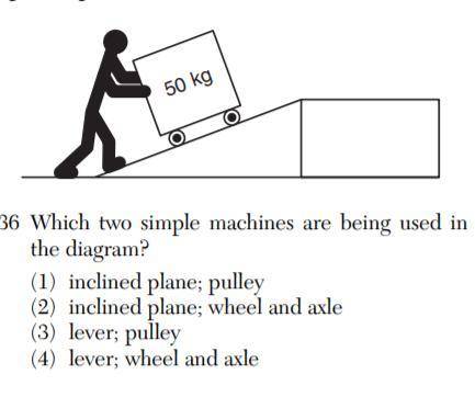 Which two simple machines are being used in the diagram