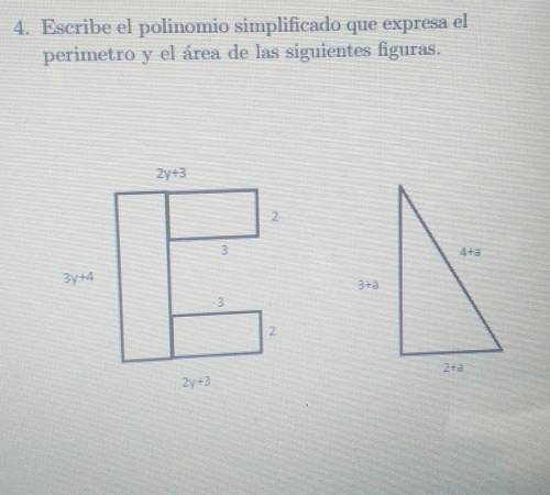 Expresa el perímetro y el área de las figuras​
