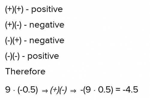 What is the sign of 9.(-0.5)?
a: postive 
b:negative 
c: zero