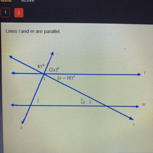 Lines l and m are parallel 
what is the engle of 3? 
25 
35 
70
85