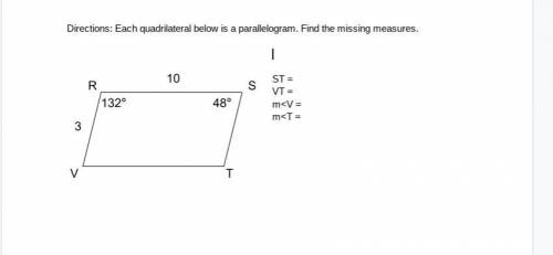 Each quadrilateral below is a parallelogram. Find the missing measures