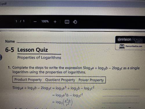 Complete the steps to write the expression as a single logarithm using the properties of logarithms