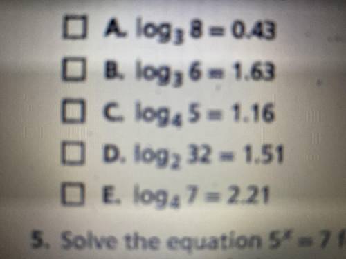 Select all the logarithmic expressions that have been evaluated correctly, to the nearest thousandt