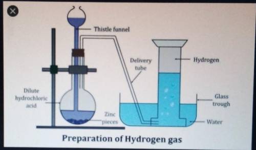 Using a well labelled diagram show how dry hydrogen gas can be prepared in a laboratory ​