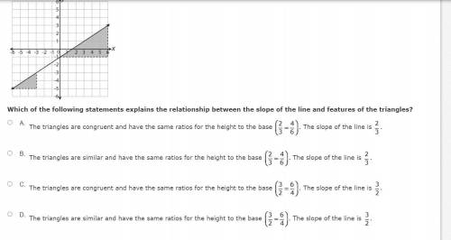 HELP PLEASEE Consider the line and triangles in the diagram, which of the following statements expl