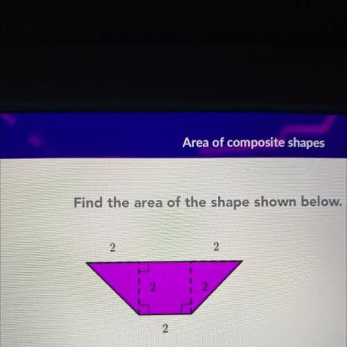 Area of composite shapes
Find the area of the shape shown below.
2
2
2
2