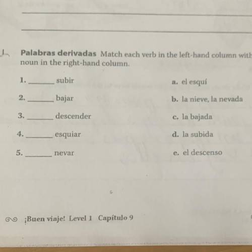 Palabras derivadas Match each verb in the left-hand column with the corresponding

noun in the rig