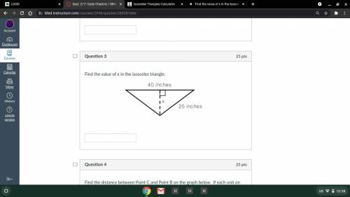 Find the value of x in the isosceles triangle.