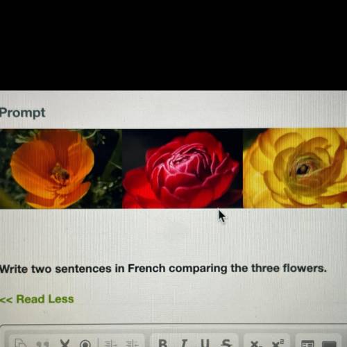 Write two sentences in French comparing the three flowers￼