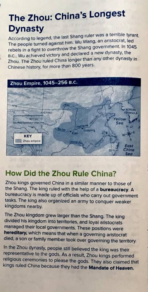 Plsss Help!! Will mark brainiest!

The Zhou ruled China for 800 years with the help of a bureaucra