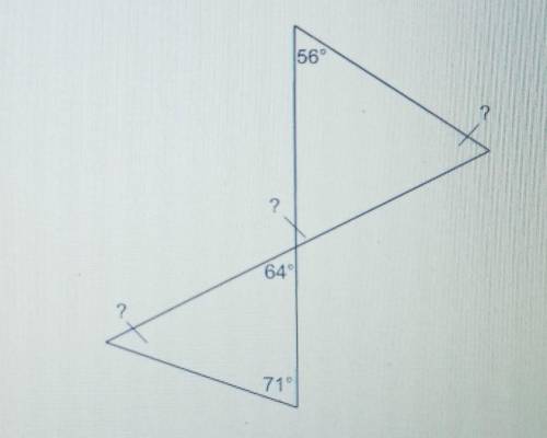 Plz help!Find the missing angle measurements.60°64°45°49°53°​