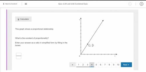 Quiz: 6.04 and 6.06 Combined Quiz

Question 1: This graph shows a proportional relationship.What i