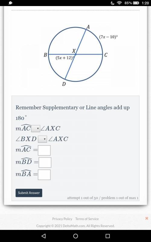 Remember Supplementary or Line angles add up 180°